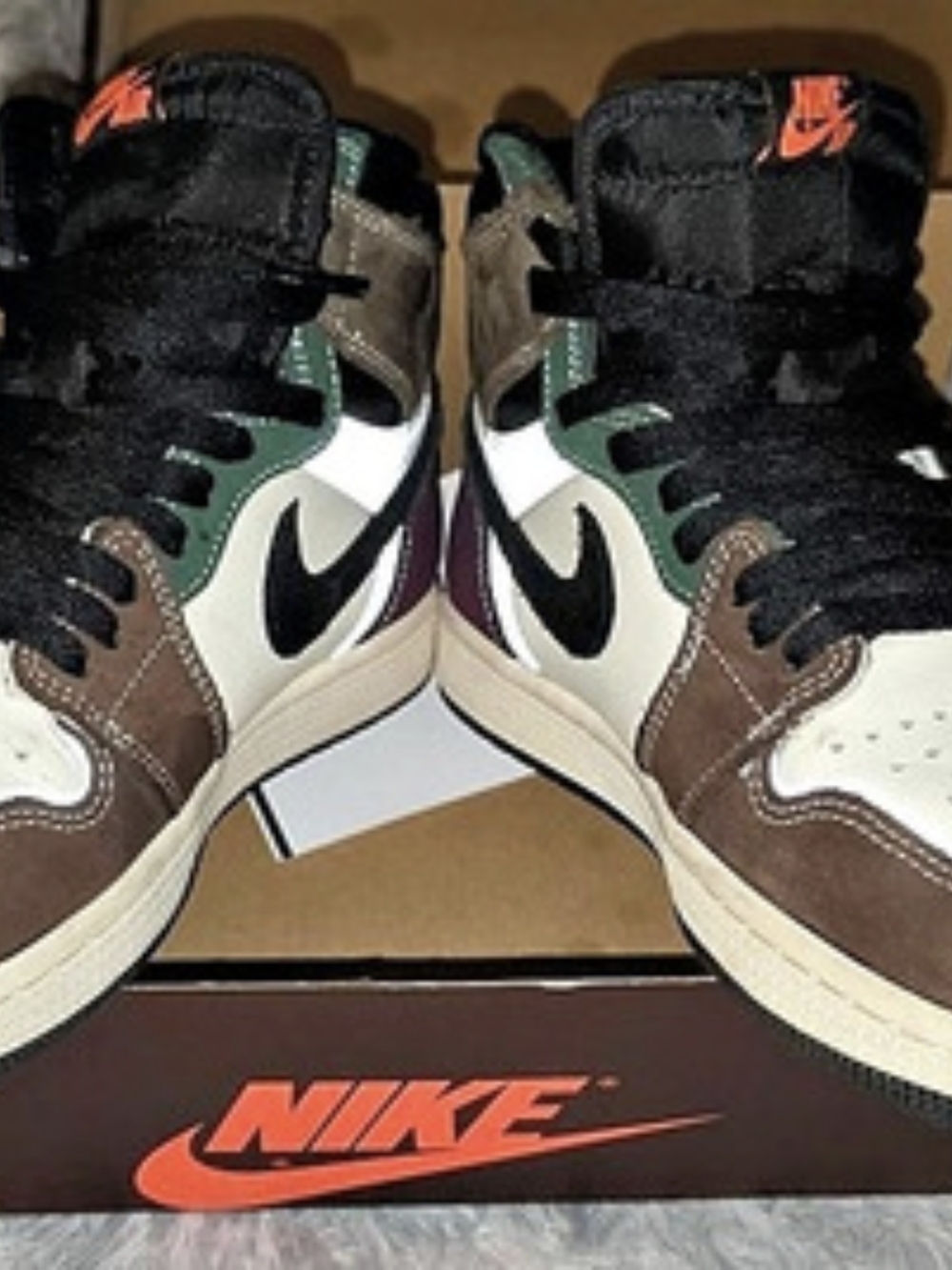 Nike Air Jordan 1 High-Top Sneakers in Brown & White Like New